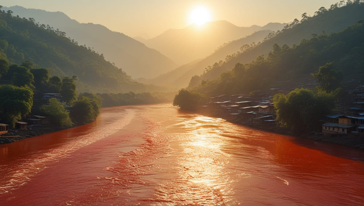 Sungai di India Ini Benar-Benar Berwarna Merah Darah! 